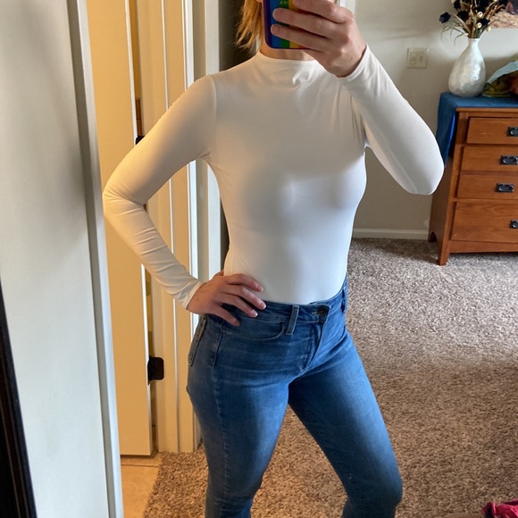 Naked Wardrobe mock neck thong long sleeve bodysuit size Medium - Picture 3 of 7